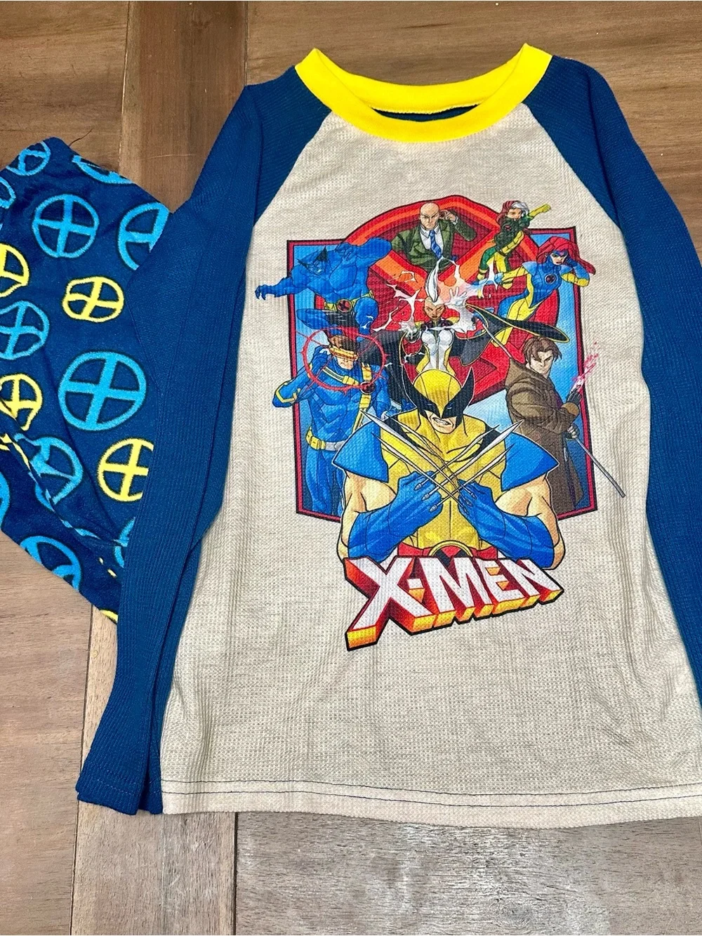 Marvel X-Men Kids Pajama Set Blue Yellow Gray